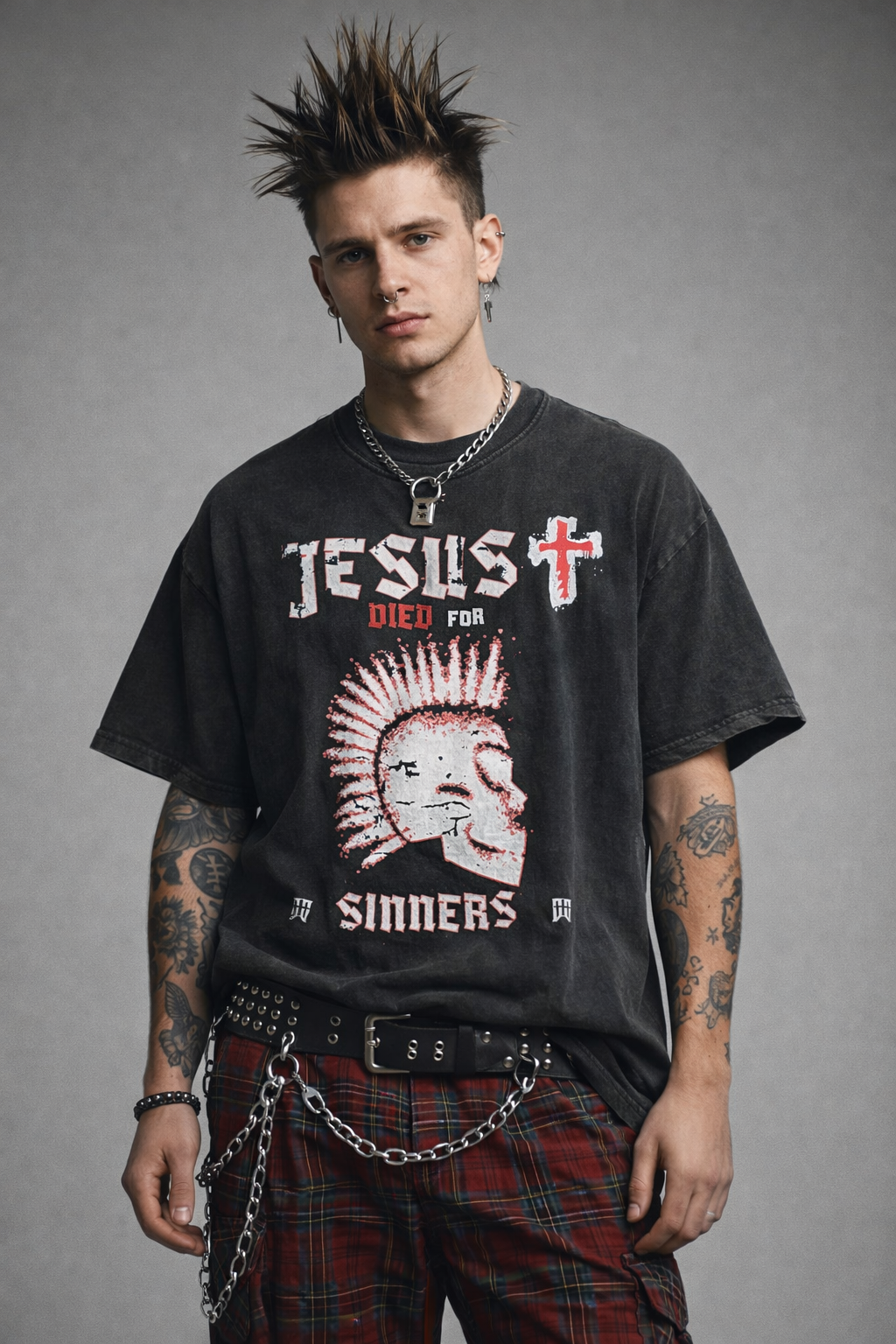 Sinners Graphic Tee – Christian Streetwear Oversized 100% Cotton Shirt