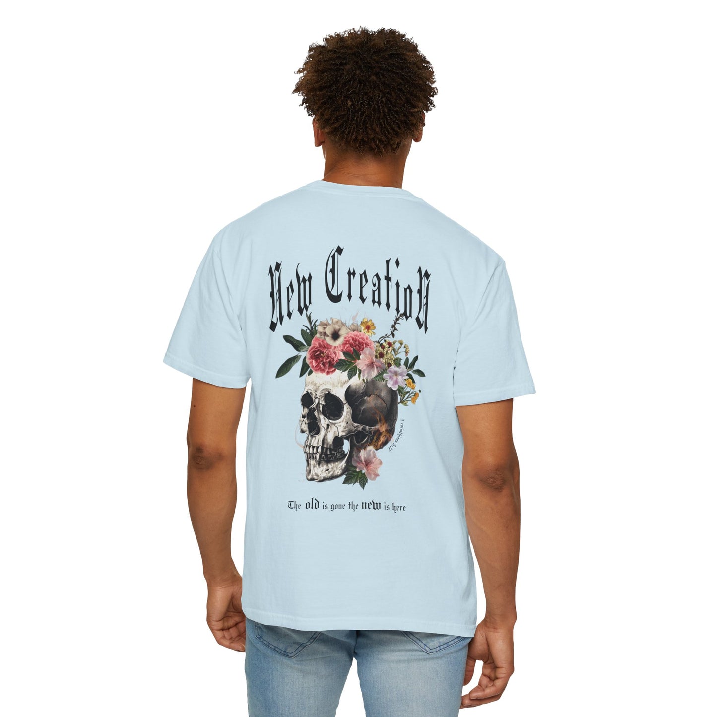 New Creation Floral Skull Tee