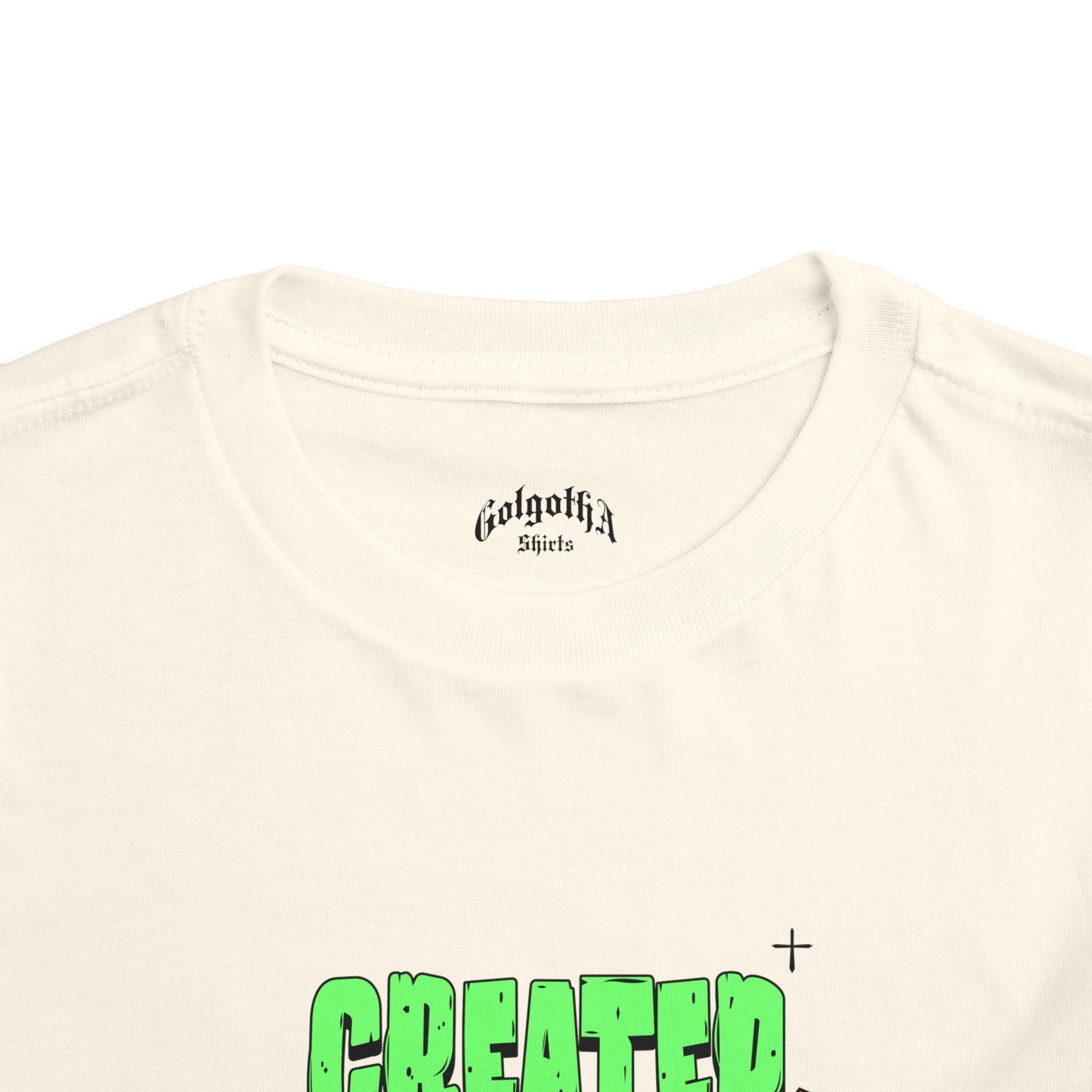Toddler Tee – "Created in the Image of God" Colorful Christian Graphic