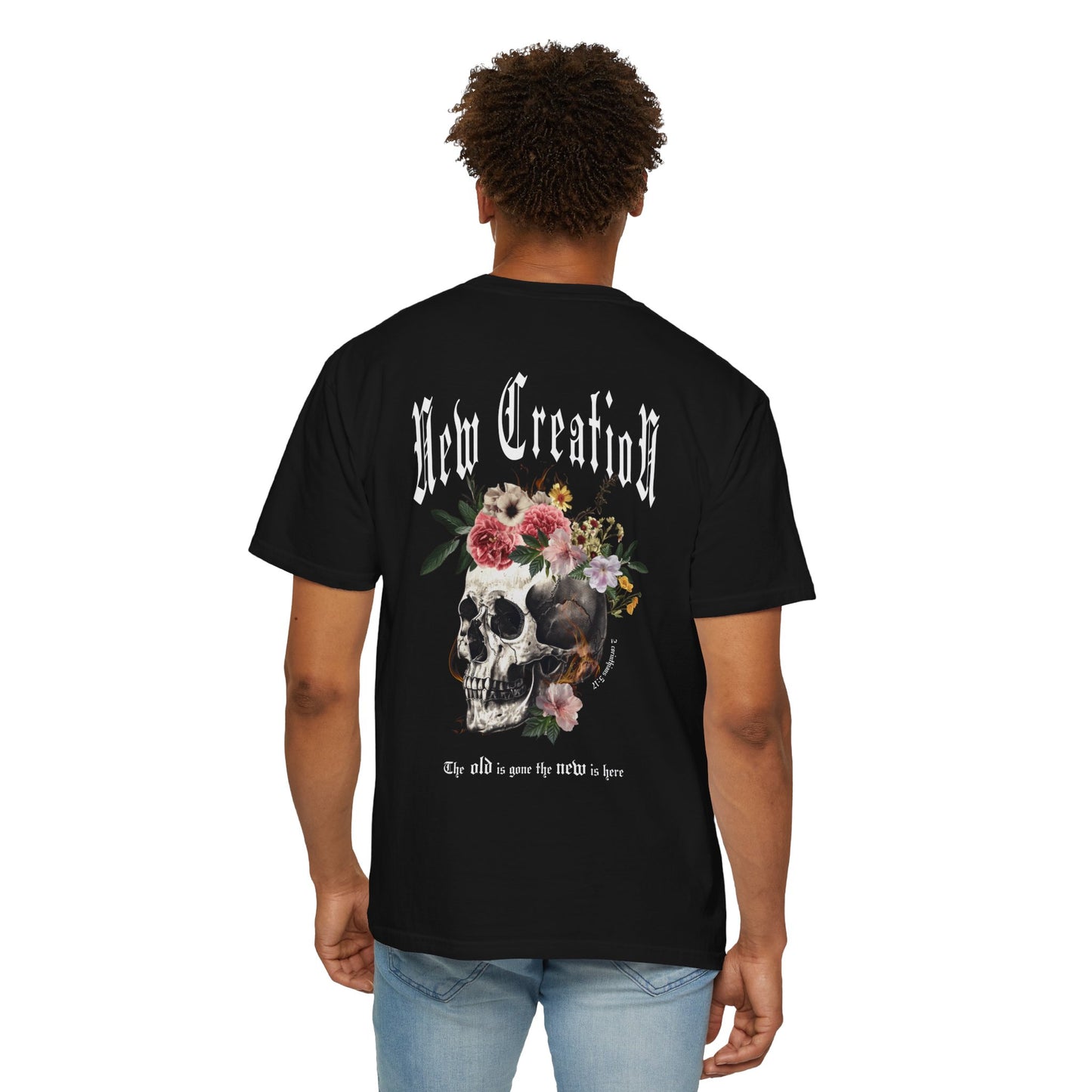 New Creation Floral Skull Tee