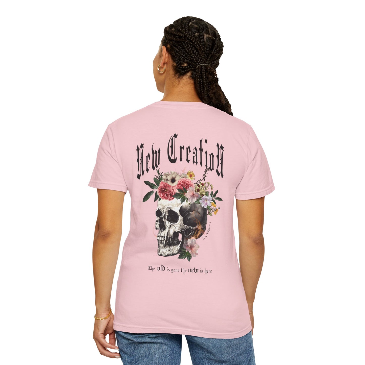 New Creation Floral Skull Tee