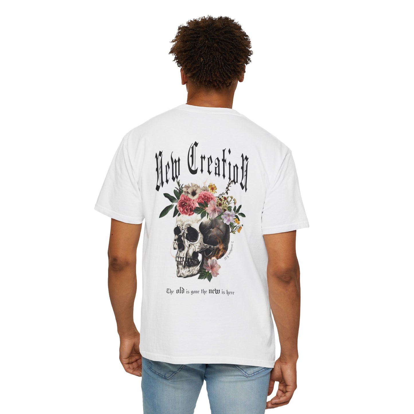 New Creation Floral Skull Tee