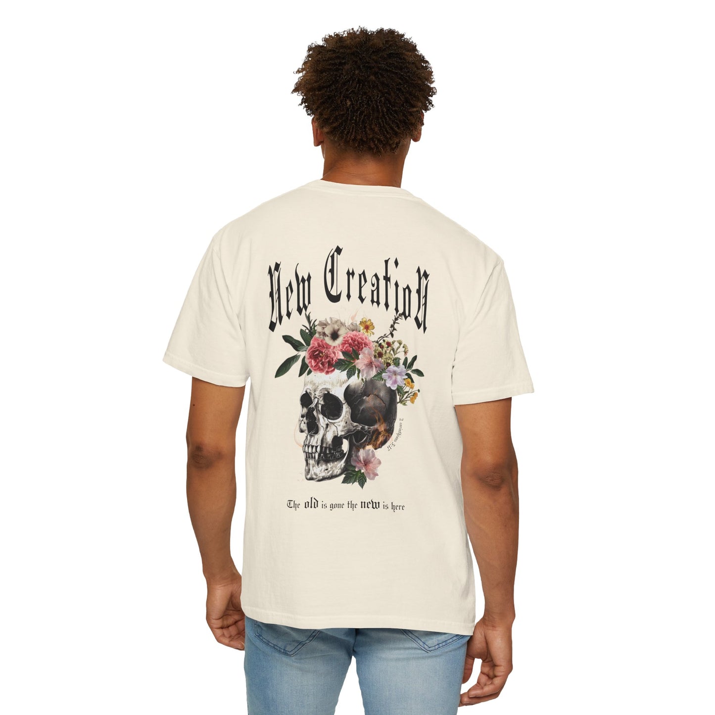 New Creation Floral Skull Tee