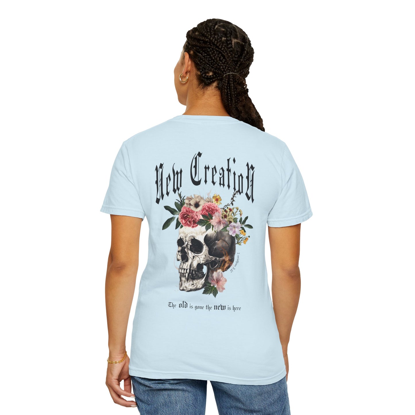 New Creation Floral Skull Tee