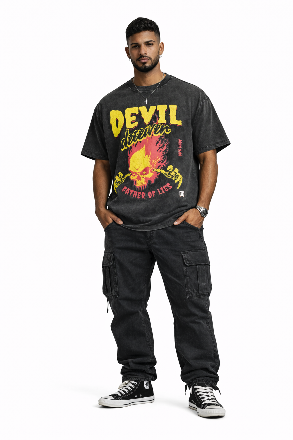 Streetwear Oversized Devil Deceiver Father of Lies Graphic Tee