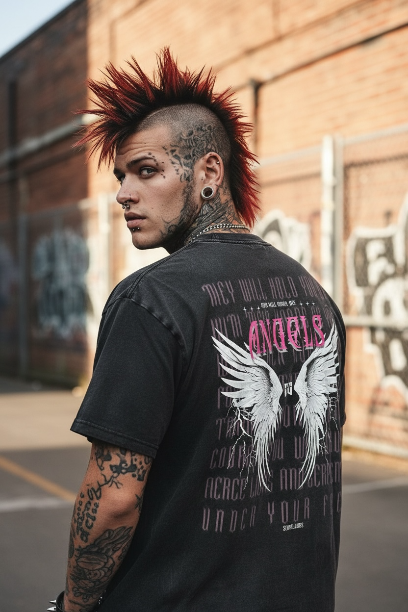 Psalm 91 Christian Streetwear Shirt (Oversized, 100% Cotton) Golgotha Angel Tee –